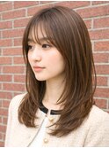 上品女子力シンプルストレートストカール段カット