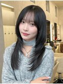 ハッシュカットセミロングレイヤー結べるレイヤー暗髪黒髪表参道