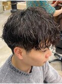 フェザーパーマサーフカール刈り上げセンターパート