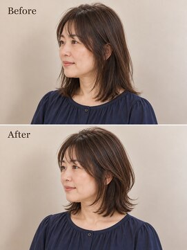aptas 青山/表参道 白髪染め/白髪ぼかしハイライト/ボリュームアップエクステ 40代の大人ミディアム｜表参道・青山