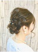あご下ボブからのゆるいヘアーセット結婚式、パーティー等に！