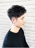 ショートアップバング×1.5回転デザインパーマ