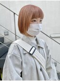 丸みボブとオレンジカラー20代30代