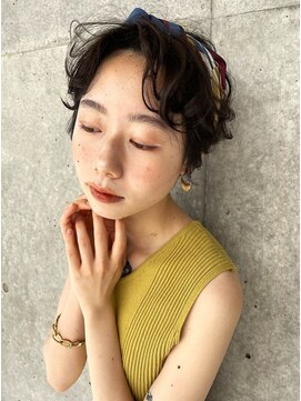 キビト(kibito) ハンサムショートパーマ×ターバンアレンジ