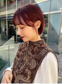 熊本　ピンクパープル　暖色カラー　髪質改善　ミニボブ　Arisa.