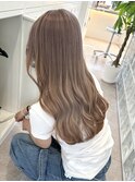 韓国ヘア顔周りレイヤーミルクティーベージュグレージュ暗め原宿