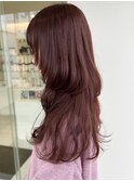 ロングレイヤー　ピンクブラウン