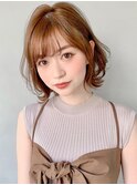 美髪ナチュラルカール斜めバングシースルーバング#213f0331