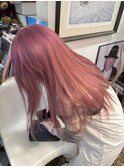 チェリーブラウンバレイヤージュセミロングハイライト