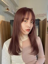 ガーデン 渋谷(GARDEN)&nbsp;顔周りレイヤー　似合わせカット　チェリーピンク　似合わせ