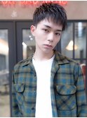 メンズカット黒髪スパイキーショート