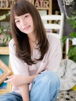 カバーヘア ブリス 上尾西口店(COVER HAIR bliss) アースカラー斜めバング小顔レイヤーロングh4上尾20代30代40代