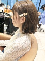 小顔、オリーブカラー、ハイライトカラー、セミウェットウェーブ