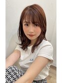 外ハネミディアムストレート×上品ピンクベージュ[liberta/植松