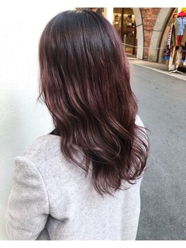 モルニ(MORNI) チェリーレッド_マロンベージュ Aラインボブ かきあげ