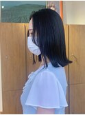 ミディアム/地毛風/切りっぱなし/Aujua/暗髪/1-6