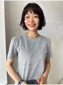 顔まわりレイヤー × 前上がりボブ