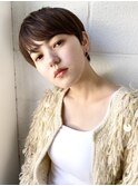 マロンブラウン/大人ショートボブ/マニッシュボブ