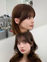 アマトウキョウ アユンチェ(AMA TOKYO×AYUNCHE) 韓国ヘア 透明感カラー 2wayバング レイヤーカット 顔周り