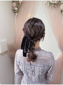 編みおろし ミディアムヘアアレンジ お呼ばれヘア ヘアセット