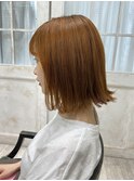 きりっぱなしボブ 外はね オレンジカラー
