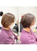 Lond.海気 丸みショート 白髪ぼかし ハイライト 浦和