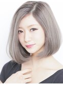 前下がり小顔ワンレンショート　グレージュカラーwカラー