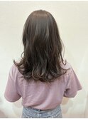 ハイライトミルクティーブラウンシースルーバングウェーブ