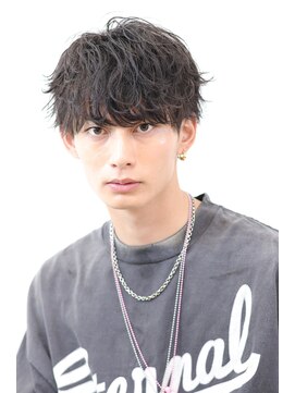 アーリー(Ali'i) ソフトツイストパーマブルーブラックミニウルフ韓国マッシュ