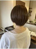 ショートボブハイライトベージュカラーショートレイヤーロブ