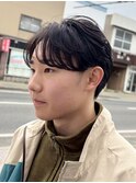 秋田メンズパーマ波巻きスパイラルパーマセンターパートフェード