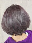 ＊ほんのりパープルの重めショートスタイル