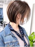 ハイライトバレイヤージュダブルカラーショートカット30代40代