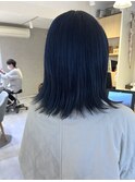 ブルーカラー Wカラー 切りっぱなしボブ  ボブ 外ハネボブ