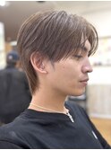 センターパートウルフヘアミルクティーベージュケアブリーチ
