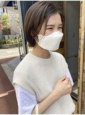 【三ツ井純】レイヤーボブウルフ外ハネボブベージュ透明感カラー