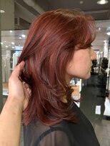 ノラ ヘアーサロン(NORA HAIR SALON) レッドオレンジブリーチカラーたっぷりレイヤーカット