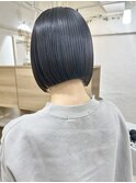 黒髪ボブ ミニボブ 髪質改善ストレート 前下がりボブ 韓国ボブ