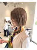 切りっぱなしボブ　髪質改善　オリーブベージュ　マロンベージュ