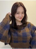 顔周りレイヤーカットロングレイヤーボブ韓国ヘアハッシュカット