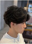 フェザーパーマメンズニュアンスパーマ毛流れツーブロック