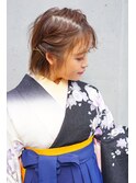 卒業式 大人ボブ 前髪 着物ヘア ピンクベージュ 向ケ丘遊園 登戸