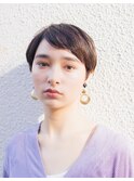 ミニマムフレンチ小顔カット/グレージュカラー/斜めバング