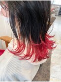 すそカラーブリーチカラー赤髪レッドカラー毛先カラーヘアカラー