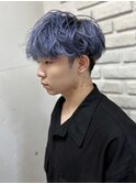 ブルー/シルバー/刈り上げマッシュ/ツーブロック/池袋