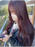 流れる顔まわりカットと暖色カラー