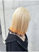 ブリーチダブルカラーホワイトカラーインナーカラー裾カラー艶髪