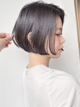 モリオフロムロンドン 原宿本店(morio from London) 【morio 原宿】大人可愛い　黒髪ミニボブ　グレージュ　耳かけ