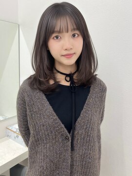 アイトーキョーエス 渋谷(AI TOKYO S) ミディアムレイヤーシースルーバングチョコブラウン髪質改善渋谷