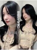 顔まわりレイヤー 艶カラー 暗髪 韓国風 髪質改善 福岡美容室